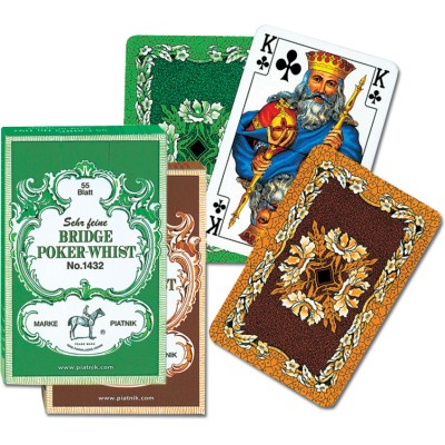 BRIDGE POKER WHIST PIATNIK playing cards /green reverse side/