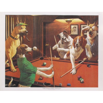 Poster dogs "SCRATCHING BEAGLE"