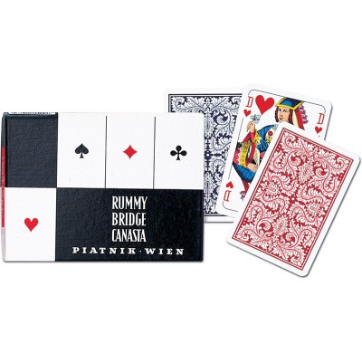 RUMMY BRIDGE CANASTA PIATNIK playing cards in a box/Larger