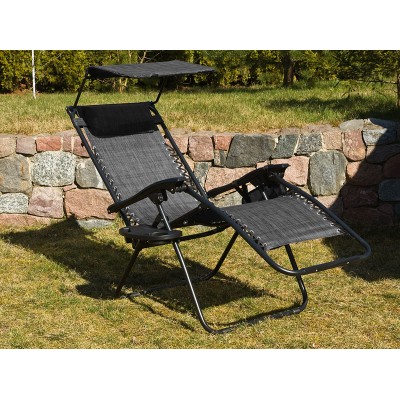 Garden deck chair with a sunshade /grey/