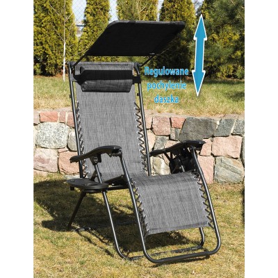 Garden deck chair with a sunshade /grey/