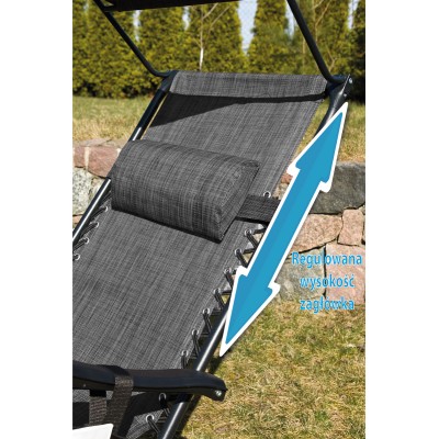 Garden deck chair with a sunshade /grey/