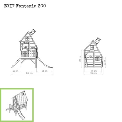 Domek cedrowy dla dzieci EXIT FANTASIA 300 /żółto-zielony/