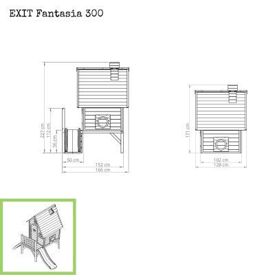 Wooden play house EXIT FANTASIA 300 / yellow-green/