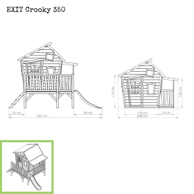 Domek cedrowy dla dzieci EXIT CROOKY 350 /szary/