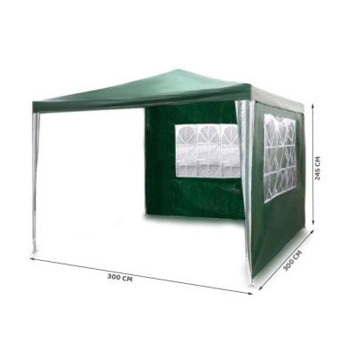 Garden pavillon with 2 walls 3 x 3 m /green/