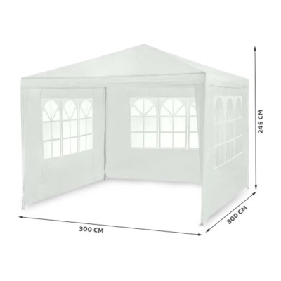 Garden pavillon with 3 walls 3 x 3 m /white/