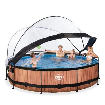 Swimming pool round with dome EXIT 360 x 76 cm / timber styl/