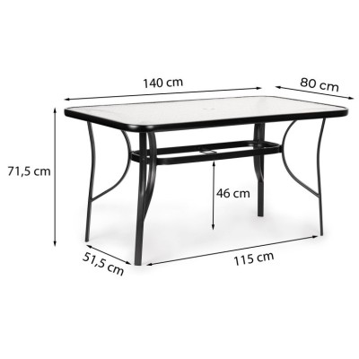 Glass garden table 140 cm x 60 cm