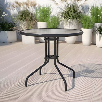 Glass garden table round 80 cm