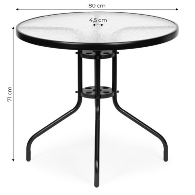 Glass garden table round 80 cm