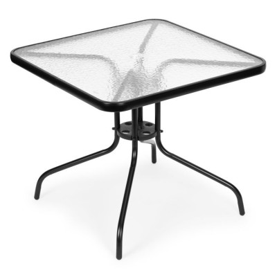 Glass garden table 80 x 80 cm