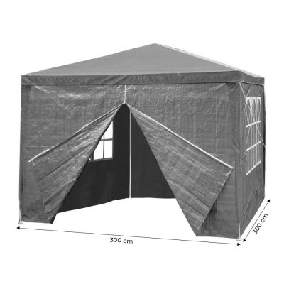 Garden pavilion with 4 walls 3 m x 3 m /grey/