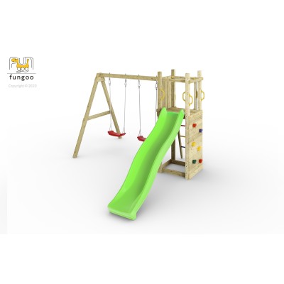 Wooden playground FUNGOO FUNNY 3 with 2 seat swing /KDI/