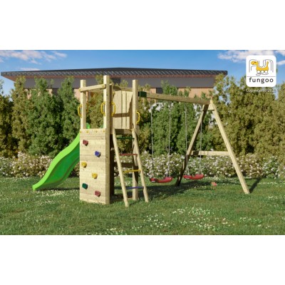 Wooden playground FUNGOO FUNNY 3 with 2 seat swing /KDI/