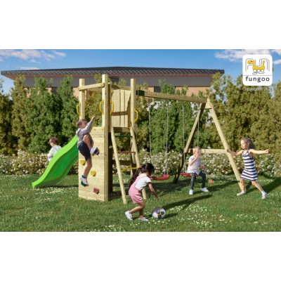 Wooden playground FUNGOO FUNNY 3 with 2 seat swing /KDI/