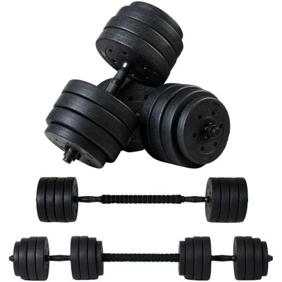 Adjustable bituminous dumbbells Set 40 kg with barbell function