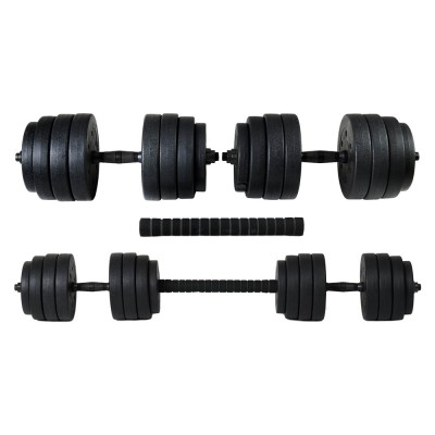 Adjustable bituminous dumbbells Set 40 kg with barbell function