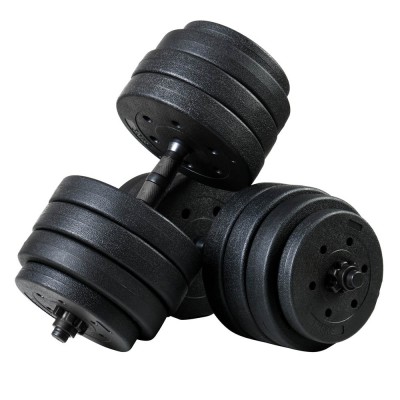 Adjustable bituminous dumbbells Set 40 kg with barbell function