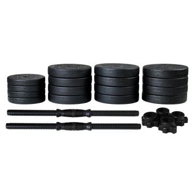 Adjustable bituminous dumbbells Set 40 kg with barbell function