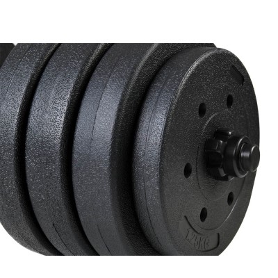 Adjustable bituminous dumbbells Set 40 kg with barbell function