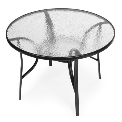 Stolik ogrodowy metal/szkło okrągły 105 cm