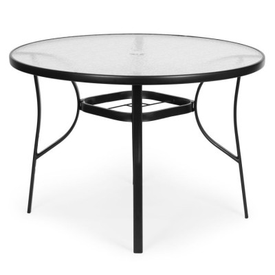 Stolik ogrodowy metal/szkło okrągły 105 cm