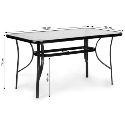 Stolik ogrodowy metal/szkło prostokątny 160 cm x 90 cm