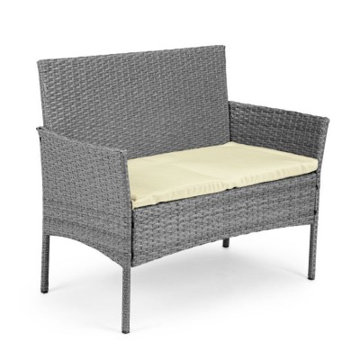 Meble ogrodowe technorattan sofa, stół, 2 fotele /szary/MG