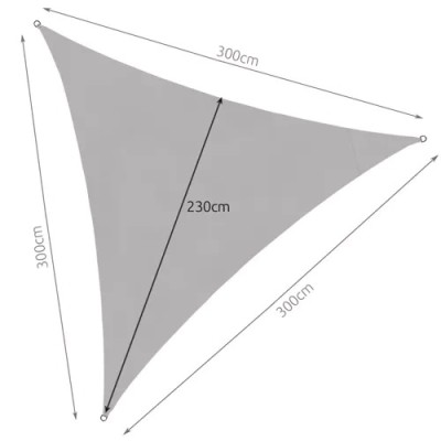 Żagiel przeciwsłoneczny trójkątny 3 m x 3m x 3m/ szary/