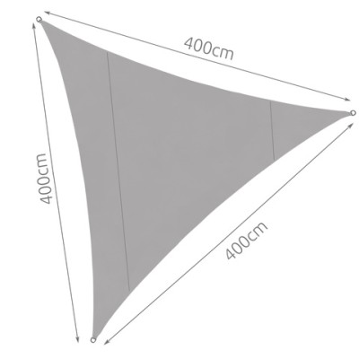 Żagiel przeciwsłoneczny trójkątny 4 m x 4 m x 4 m/ szary/