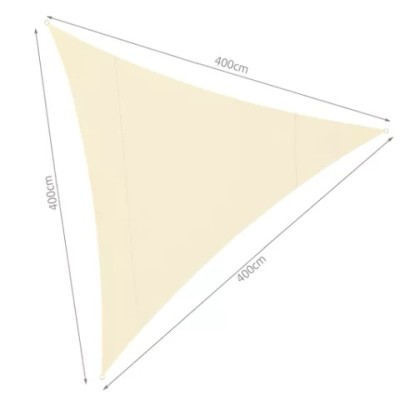 Żagiel przeciwsłoneczny trójkątny 4 m x 4 m x 4 m/ beżowy/