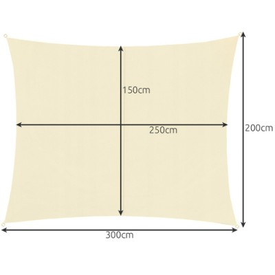 Żagiel przeciwsłoneczny prostokątny 3 m x 2 m / beżowy/
