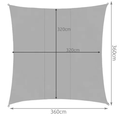 Żagiel przeciwsłoneczny kwadratowy 3,6 m x 3,6 m / szary/