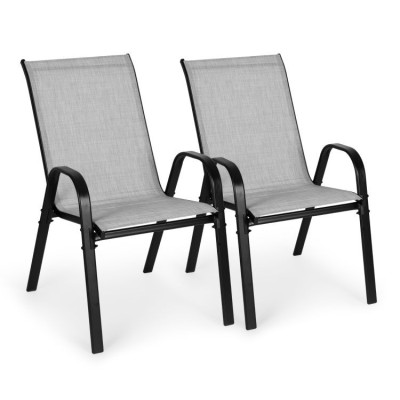 Set of 2 garden chairs / light grey/