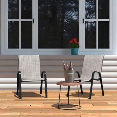 Set of 2 garden chairs / light grey/