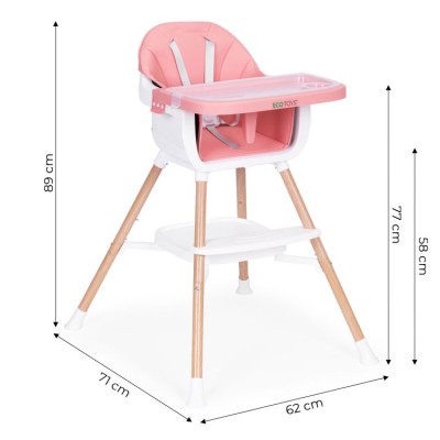 Feeding chair ECOTOYS 2 w 1 /pink/