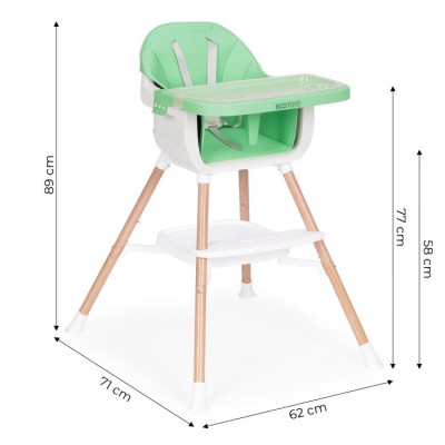 Krzesełko do karmienia ECOTOYS 2 w 1 /zielone/