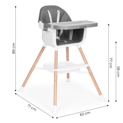 Krzesełko do karmienia ECOTOYS 2 w 1 /szare/