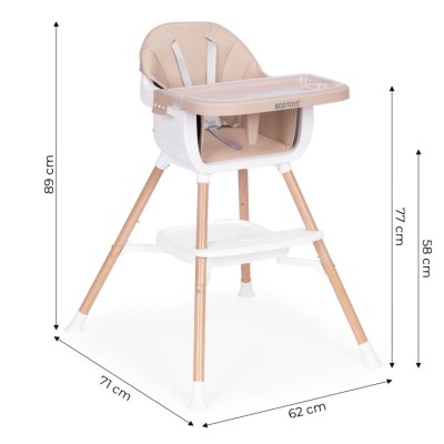 Krzesełko do karmienia ECOTOYS 2 w 1 /beżowy/