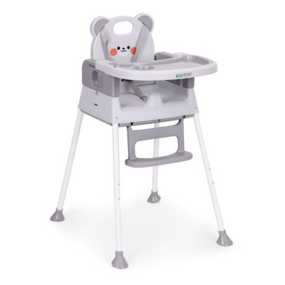 Krzesełko do karmienia ECOTOYS MIŚ 3 w 1 /szare/