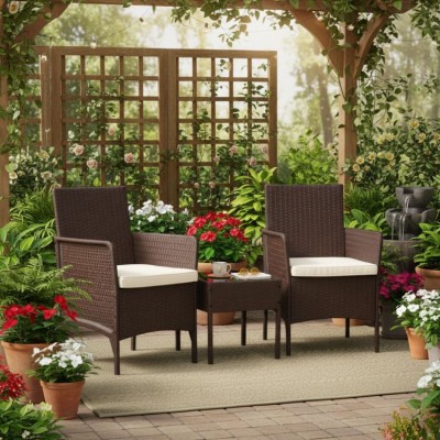 Garder furniture set - 2 chairs and table /brown/MG