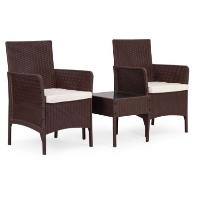 Garder furniture set - 2 chairs and table /brown/MG