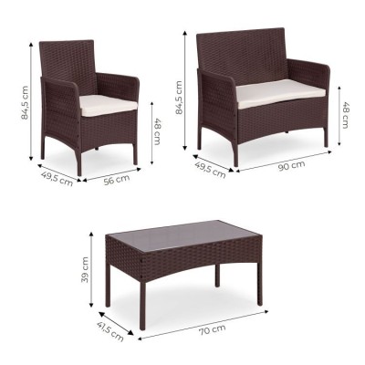 Garder furniture set -table,sofa, two armchairs /brown/MG