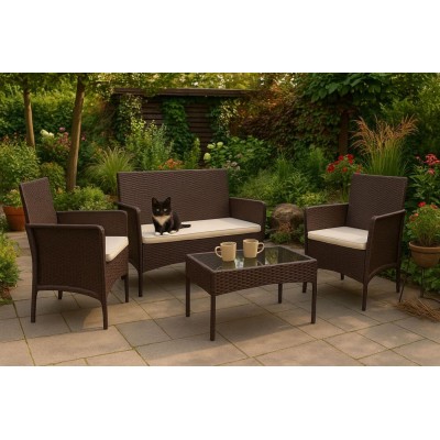 Garder furniture set -table,sofa, two armchairs /brown/MG
