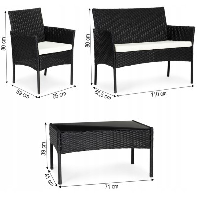 Garden furniture set -table, sofa, two armchairs /grey/