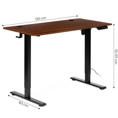 Electric  desk 120 cm x 60 cm /brown/