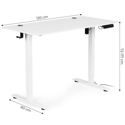 Biurko elektryczne regulowane 120 cm x 60 cm /białe/