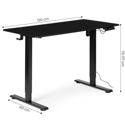 Biurko elektryczne regulowane 120 cm x 60 cm /czarne/