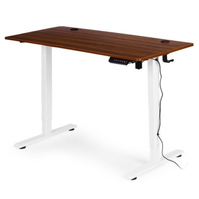 Biurko elektryczne regulowane 120 cm x 60 cm /brązowo-białe//